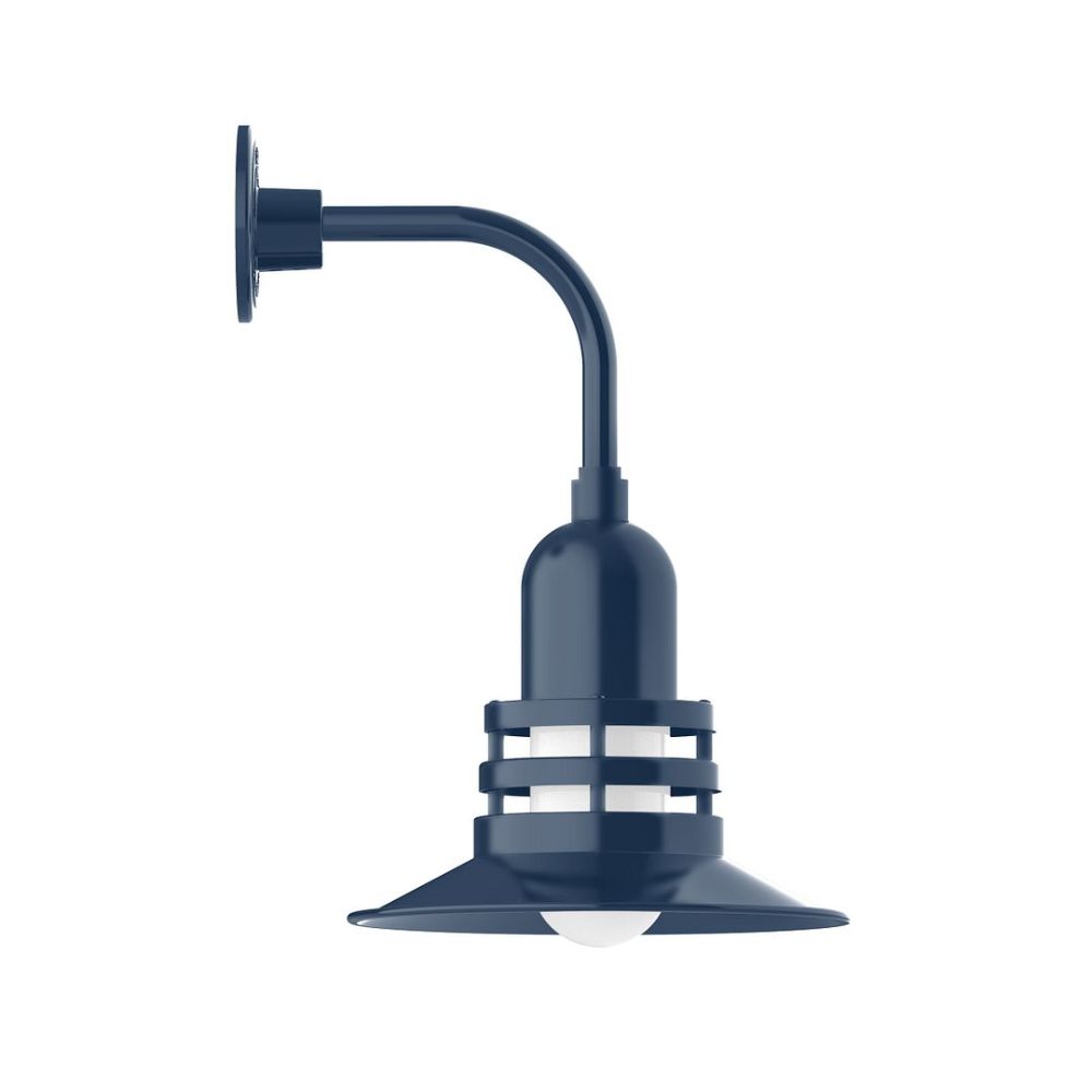 Montclair Lightworks GNT148-50 12" Atomic shade, Curved Arm wall mount, Navy